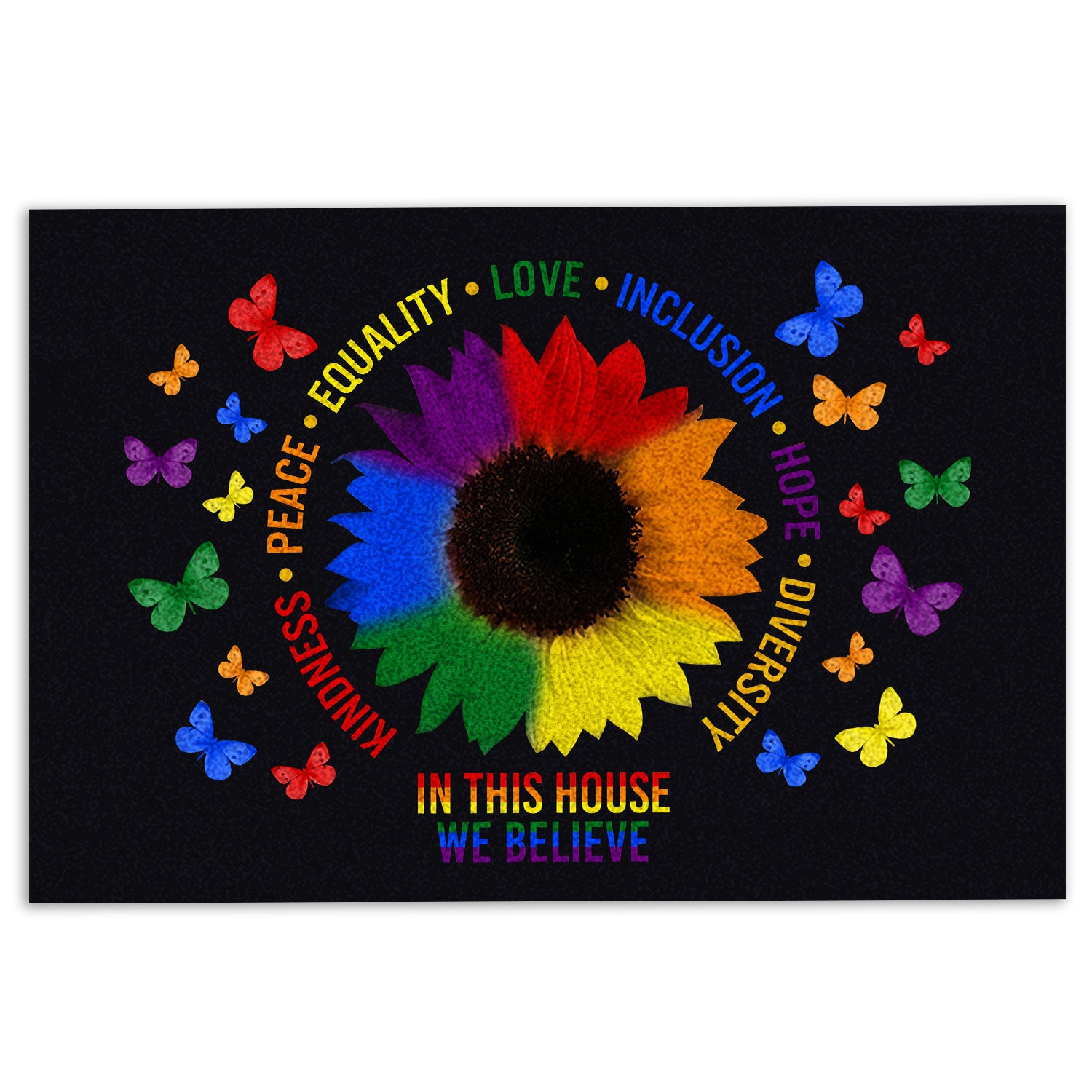 Lgbt Rubber Doormat, In This House We Believe Kindness Peace Equality Love Lgbt Lgbtq Welcome Doormat, Indoor Outdoor Door Mat, Home Decor