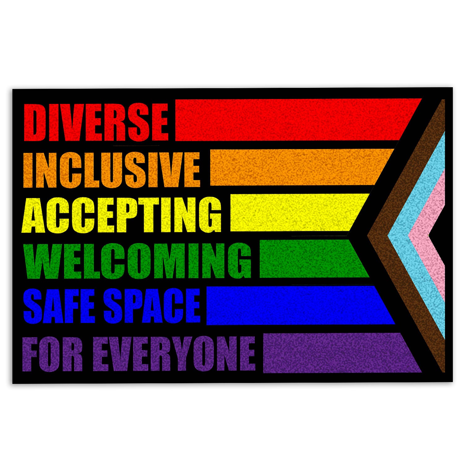 Lgbt Rubber Doormat, Lgbt Pride Lgbtq Accepting Welcoming Safe Space For Everyone Welcome Doormat, Indoor Outdoor Door Mat, Home Decor