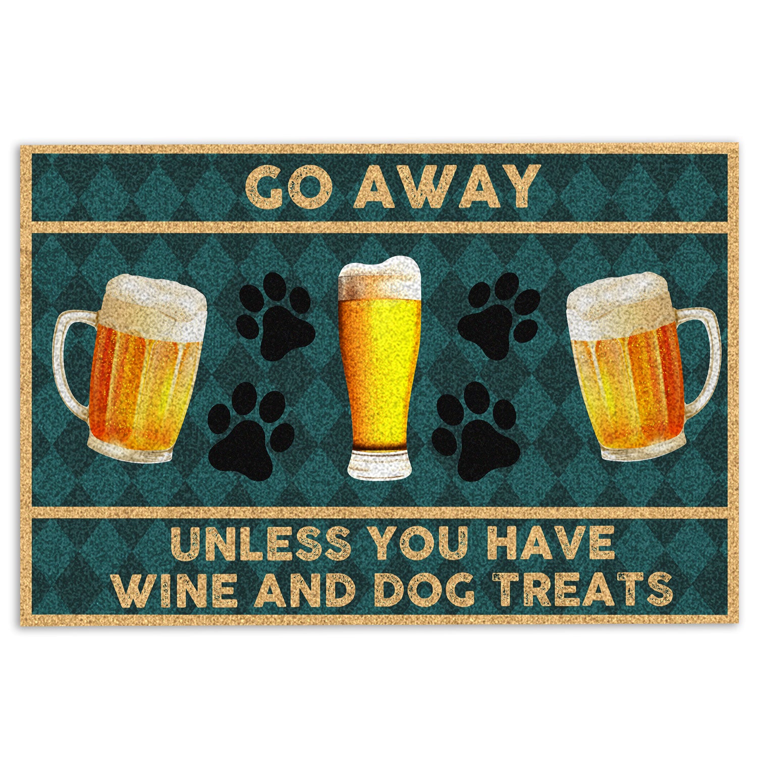 Beer Rubber Doormat, Go Away Unless You Have Beer And Dog Treats Funny Welcome Doormat, Indoor Outdoor Door Mat, Home Decor
