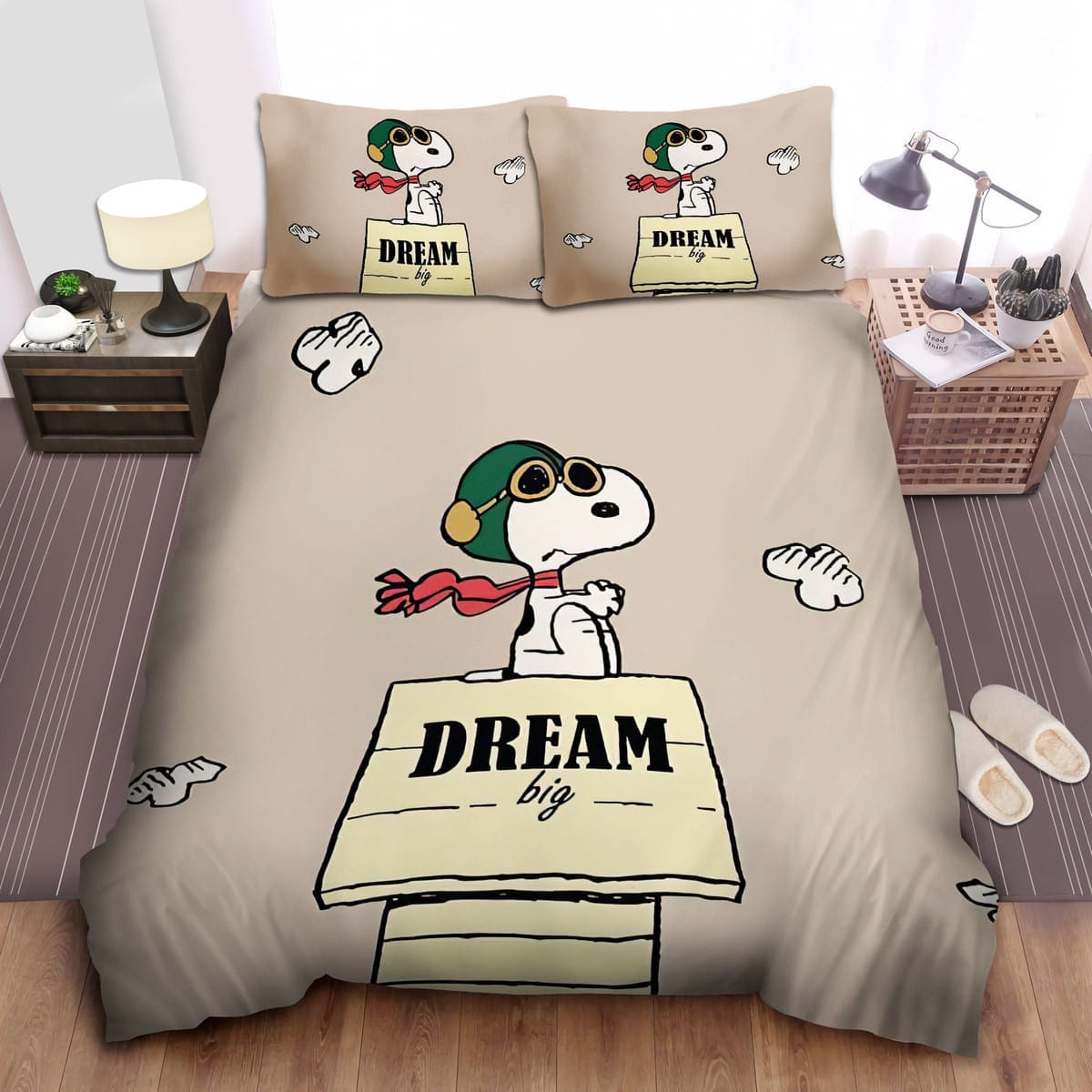 Peanuts Snoopy Dream Big Decorative Bedding Sets with Duvet Cover, Flatsheet, Pillowcases