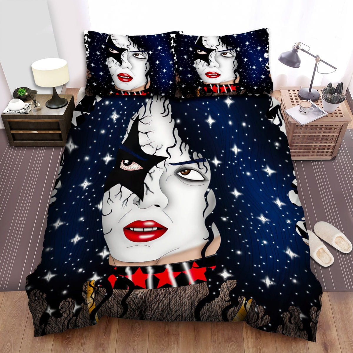 Paul Stanley Stars Hair Bedding Sets Duvet Cover, Flatsheet, Pillowcases Perfect Gift For Fans