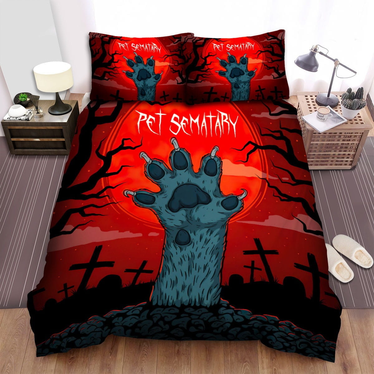Pet Sematary Hand And Moon Bedding Sets Duvet Cover, Flatsheet, Pillowcases Perfect Gift For Fans