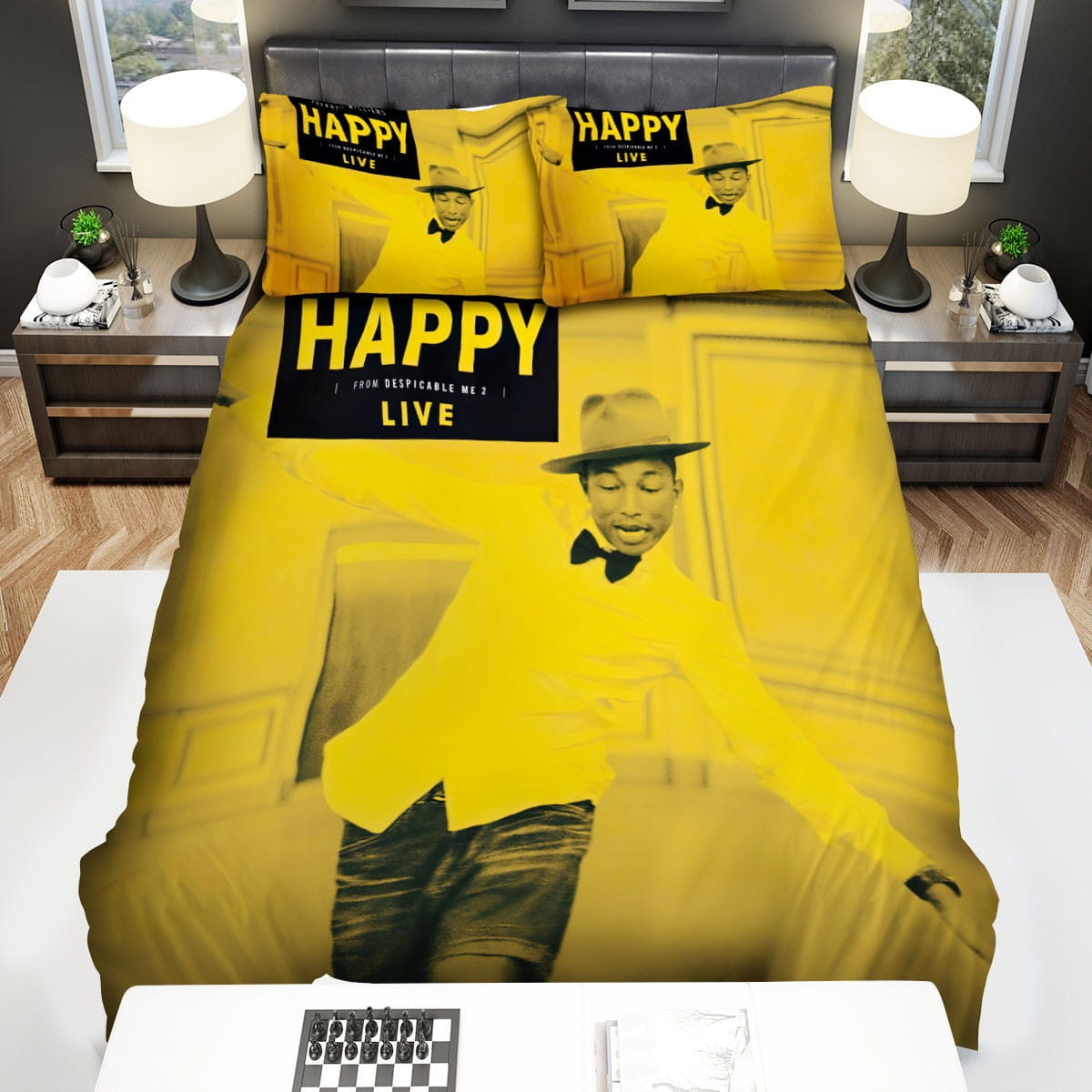 Pharrell Williams Happy Bedding Sets, Flatsheet Gift For Wife, Husband, Besties