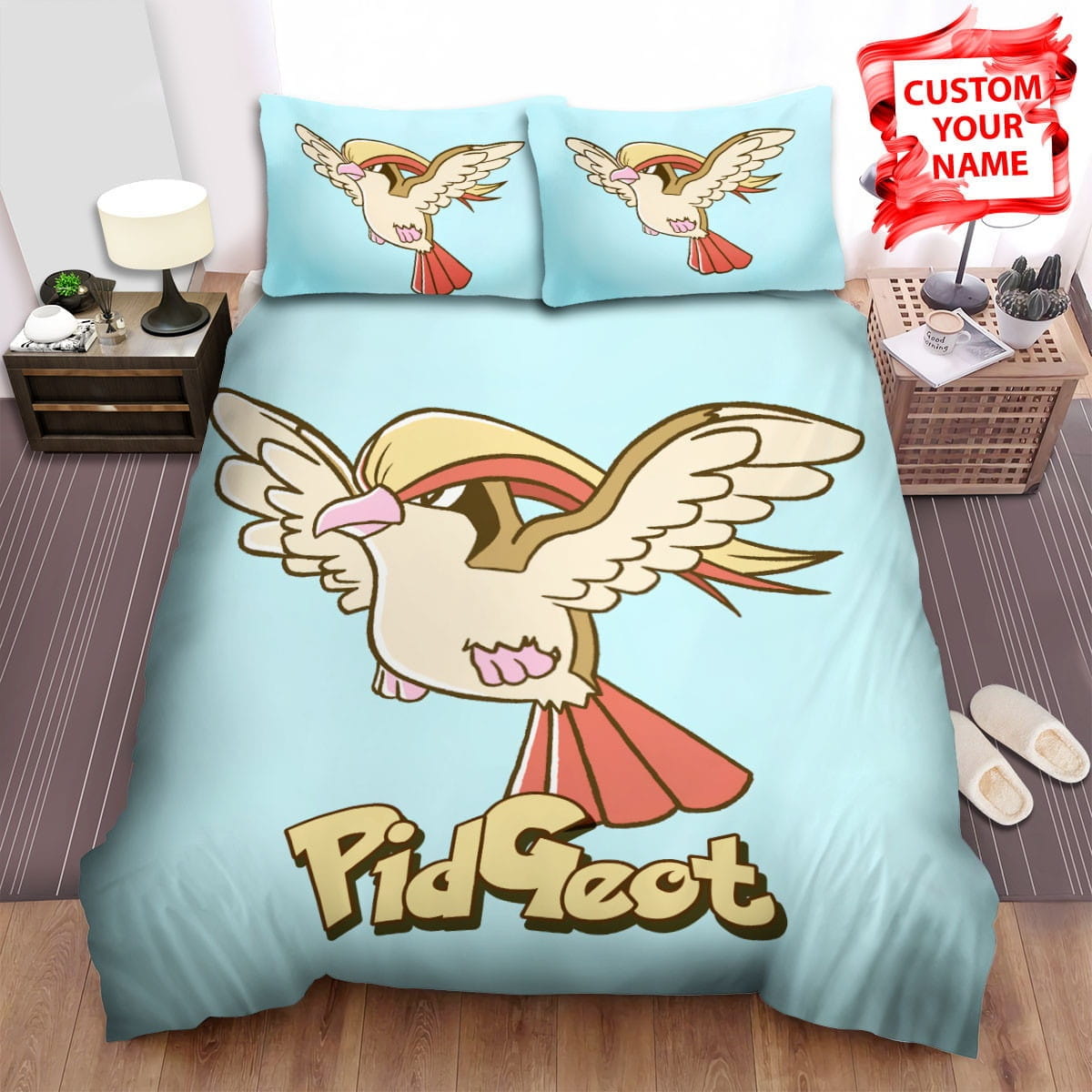 Pidgeot Flying Bedding Set, Gift For Christmas, Birthday, Thanksgiving