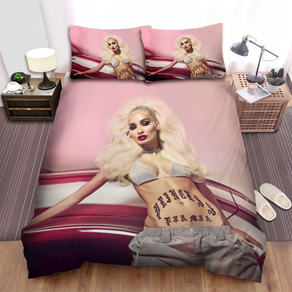 Pia Mia Pose With A Car Bedding Set, Gift For Christmas, Birthday, Thanksgiving