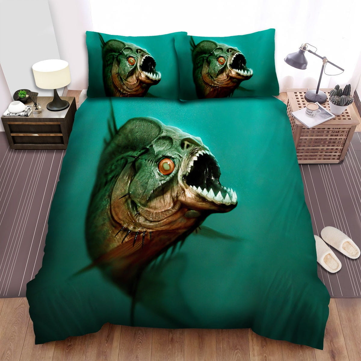 Piranha 3D Bedding Sets Duvet Cover, Flatsheet, Pillowcases Perfect Gift For Fans