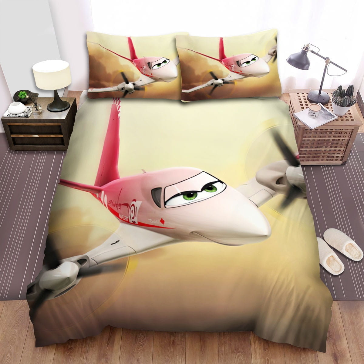 Planes Rochelle Artwork Decorative Bedding Sets with Duvet Cover, Flatsheet, Pillowcases