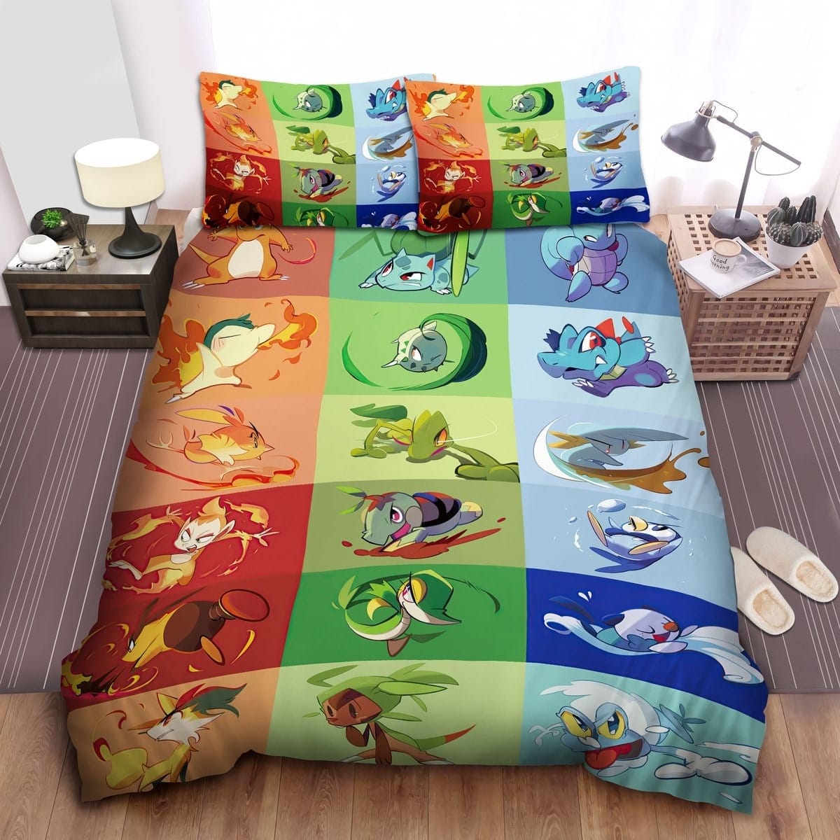 Pokemon Pokemons Type Bedding Sets, Flatsheet Gift For Christmas, Thanksgiving, Halloween