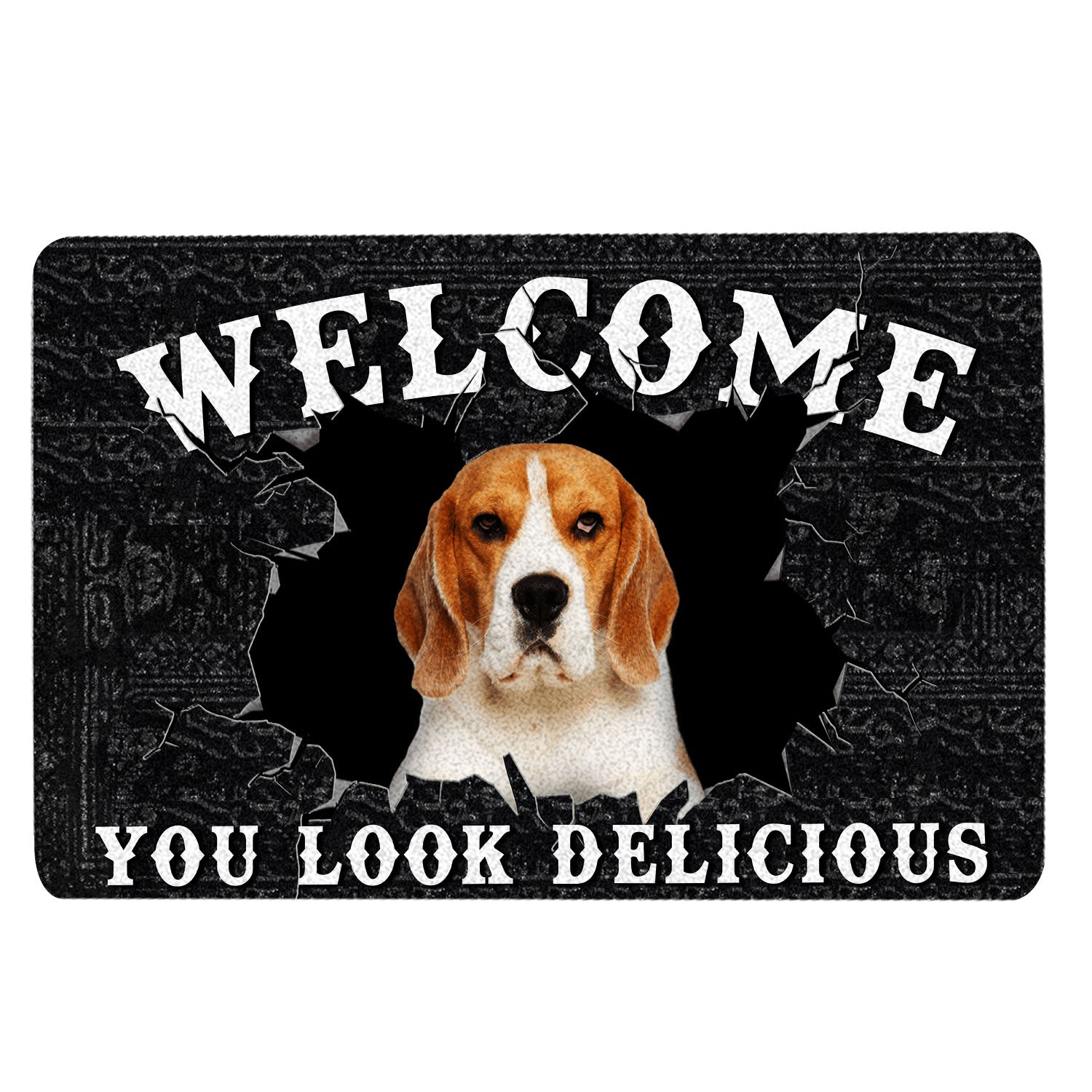 Beagle Rubber Doormat, Funny Beagle Welcome You Look Delicious Gift For Dog Lover Welcome Doormat, Indoor Outdoor Door Mat, Home Decor