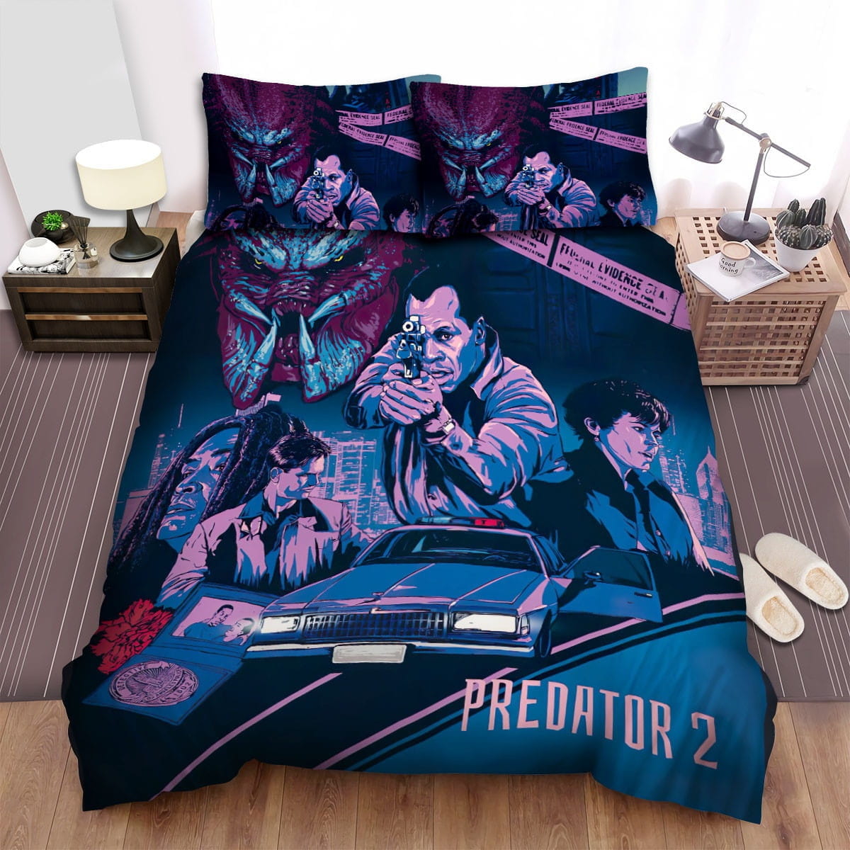 Predator 2 Shooting Guns Bedding Set, Gift For Christmas, Birthday, Thanksgiving