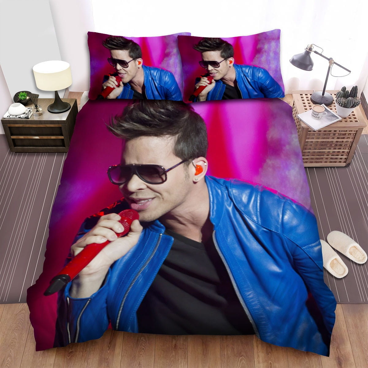 Prince Royce On Mic 4 Bedding Sets Duvet Cover, Flatsheet, Pillowcases Perfect Gift For Fans