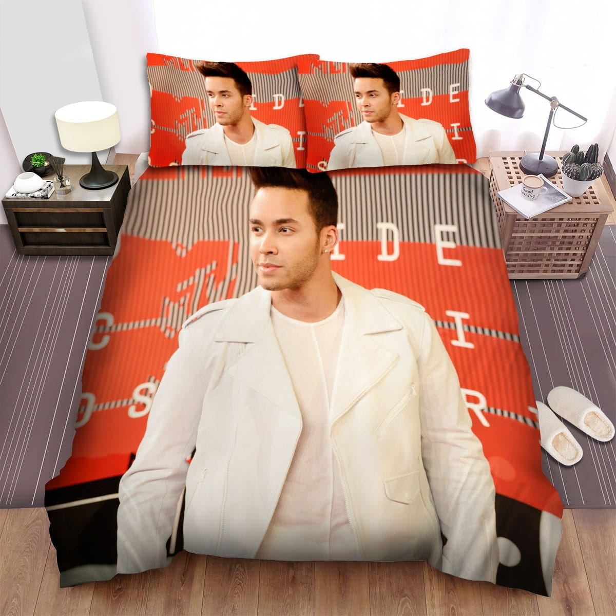 Prince Royce All White Bedding Sets Duvet Cover, Flatsheet, Pillowcases Perfect Gift For Fans