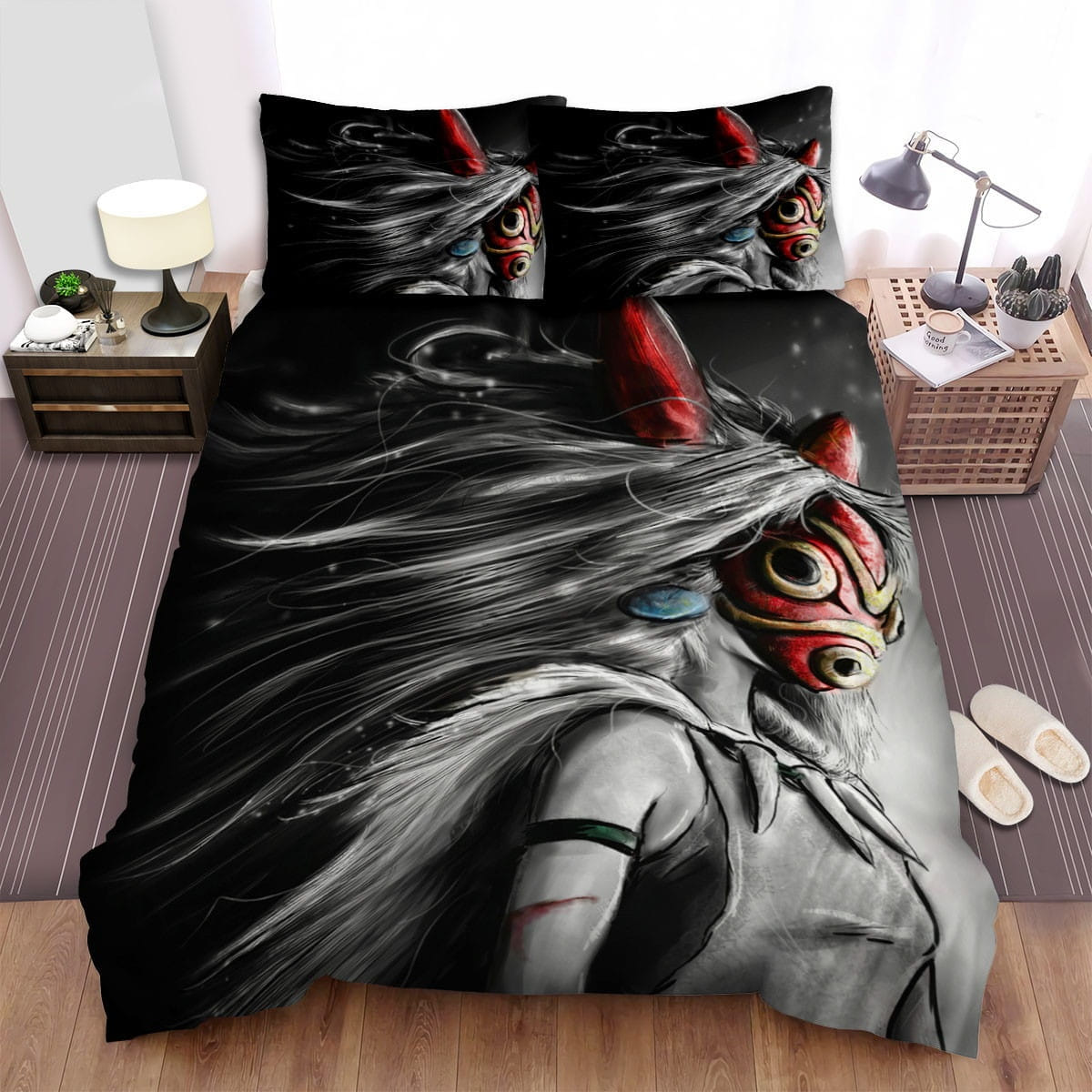 Princess Mononoke Red Mask Decorative Bedding Sets with Duvet Cover, Flatsheet, Pillowcases