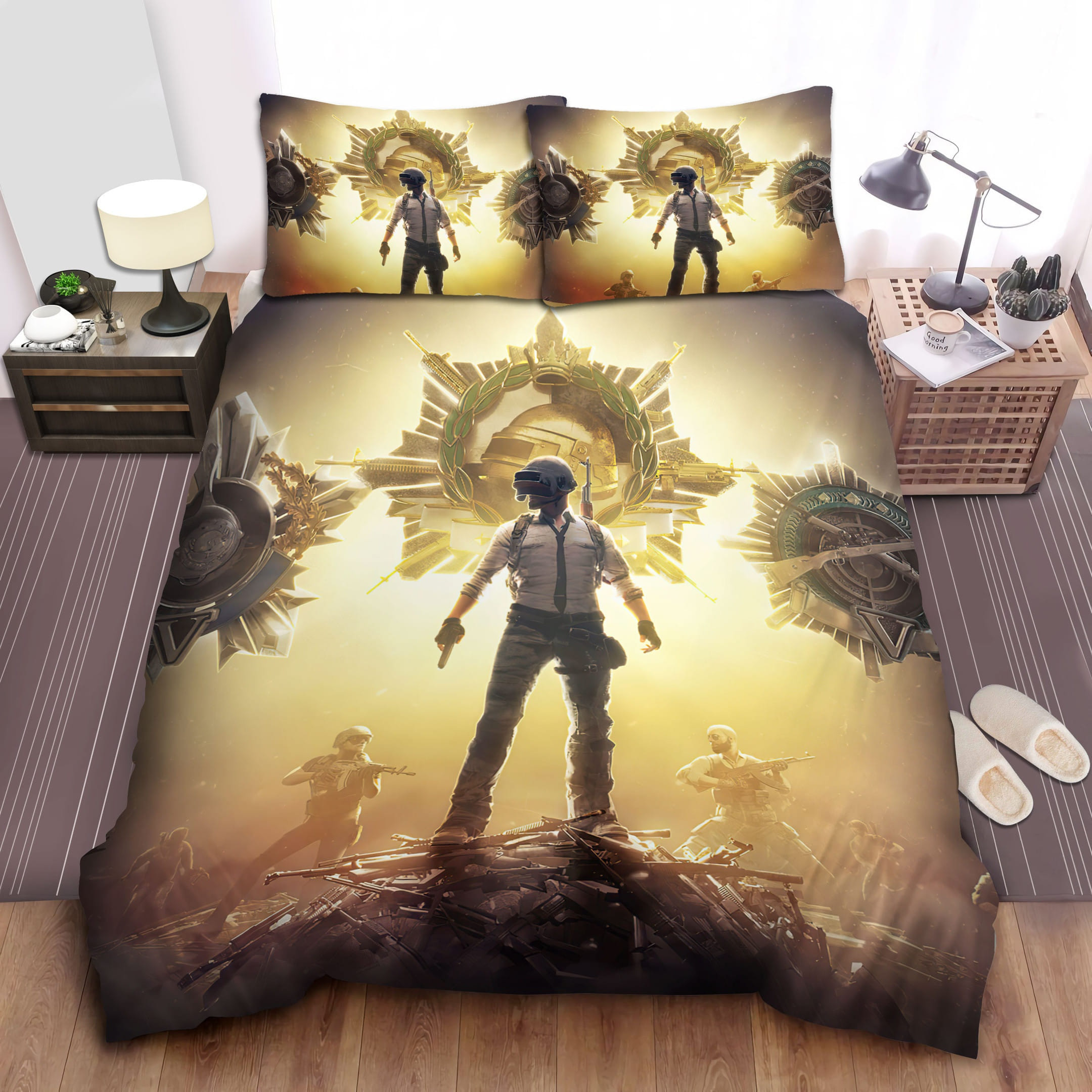 Pubg Gold Medals Bedding Sets Duvet Cover, Flatsheet, Pillowcase For Your Lover