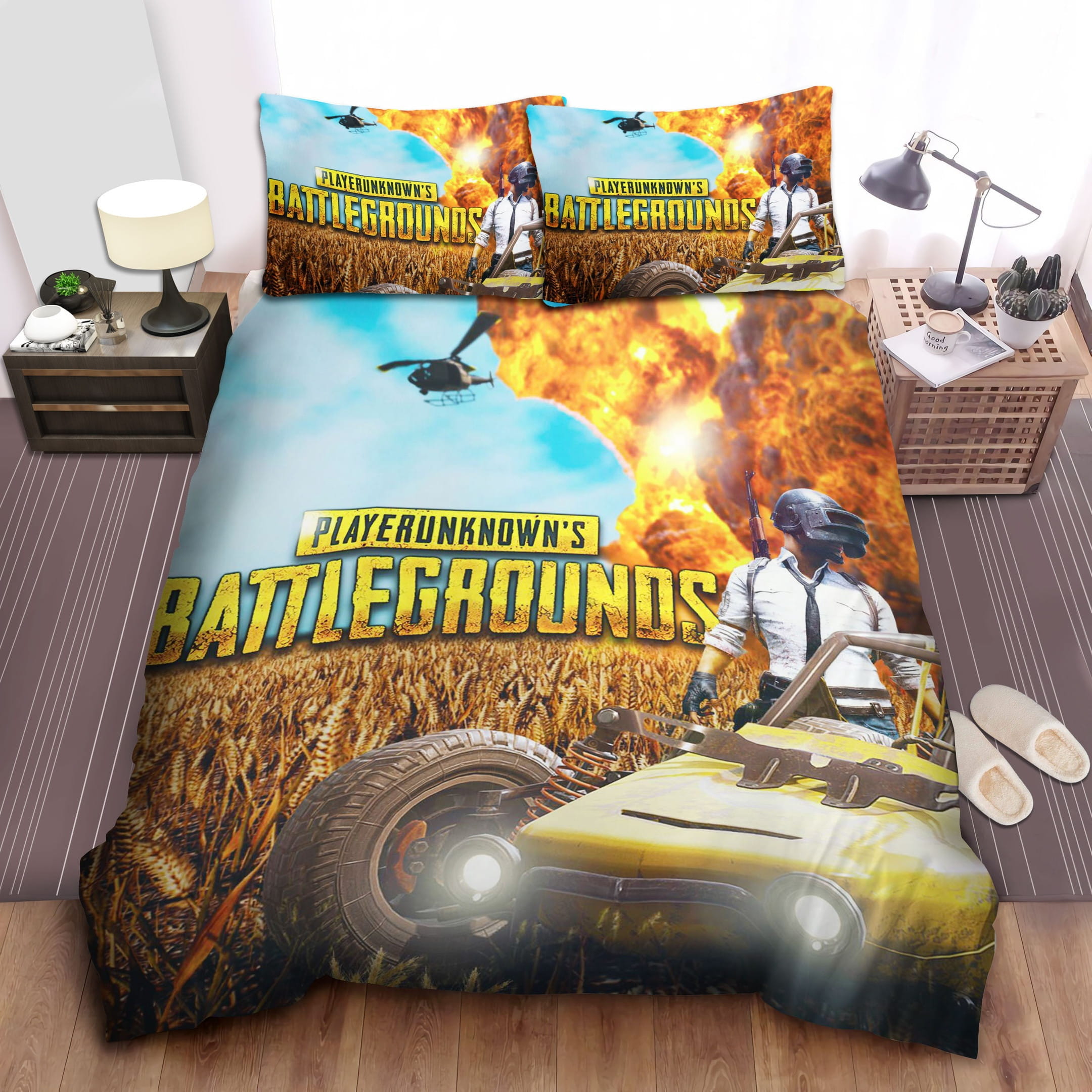 Pubg Flaming Tractor Bedding Set, Gift For Christmas, Birthday, Thanksgiving