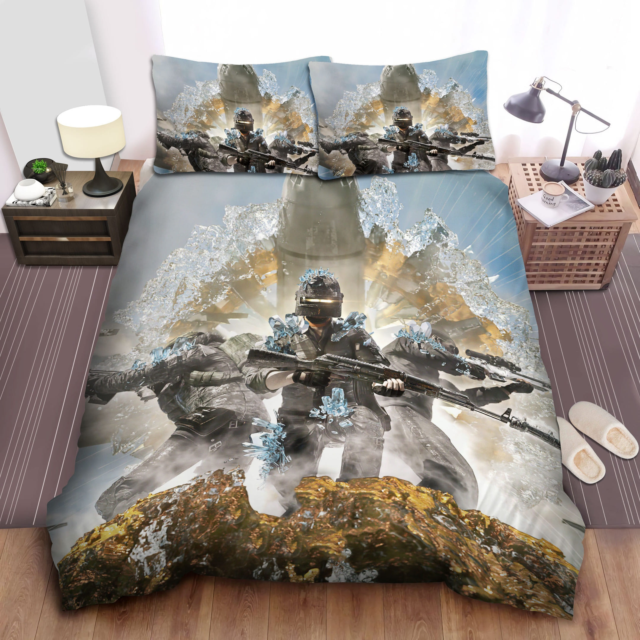 Pubg Iced Aircraft Bedding Set, Gift For Christmas, Birthday, Thanksgiving
