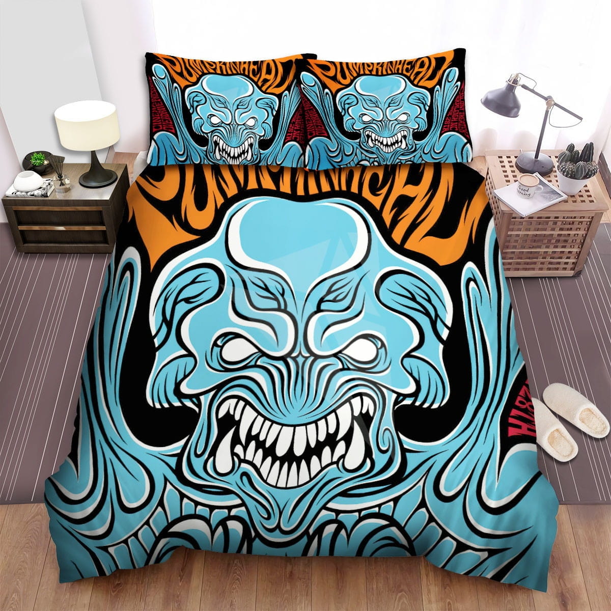 Pumpkinhead Blue Monster Bedding Sets Duvet Cover, Flatsheet, Pillowcases Perfect Gift For Fans
