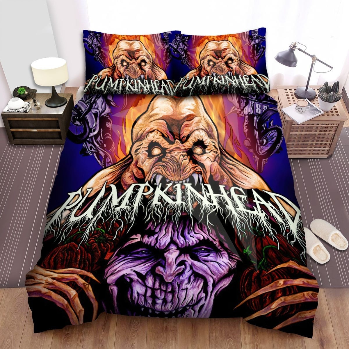 Pumpkinhead Fire Racing Bedding Set, Gift For Christmas, Birthday, Thanksgiving