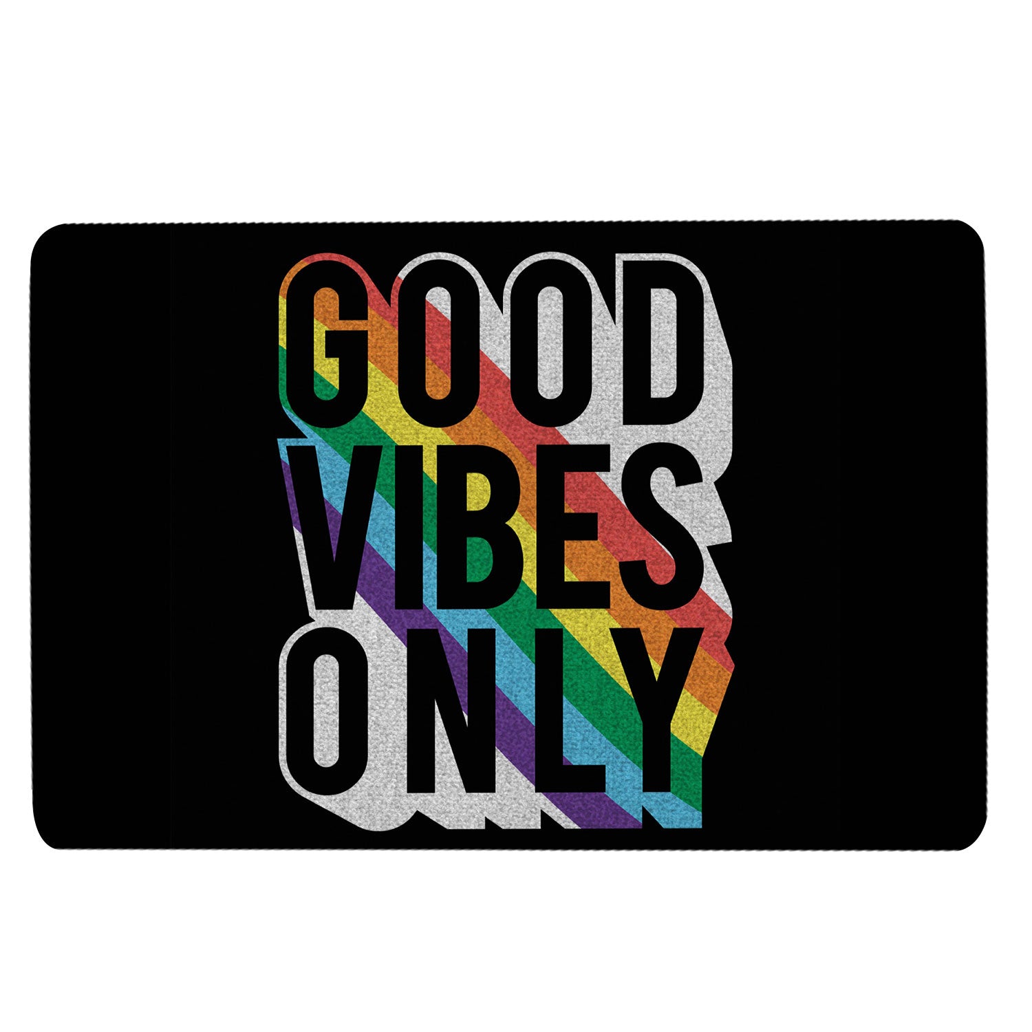 Lgbt Rubber Doormat, Lgbt Lgbtq Good Vibes Only Rainbow Flag Love Is Love Pride Welcome Doormat, Indoor Outdoor Door Mat, Home Decor