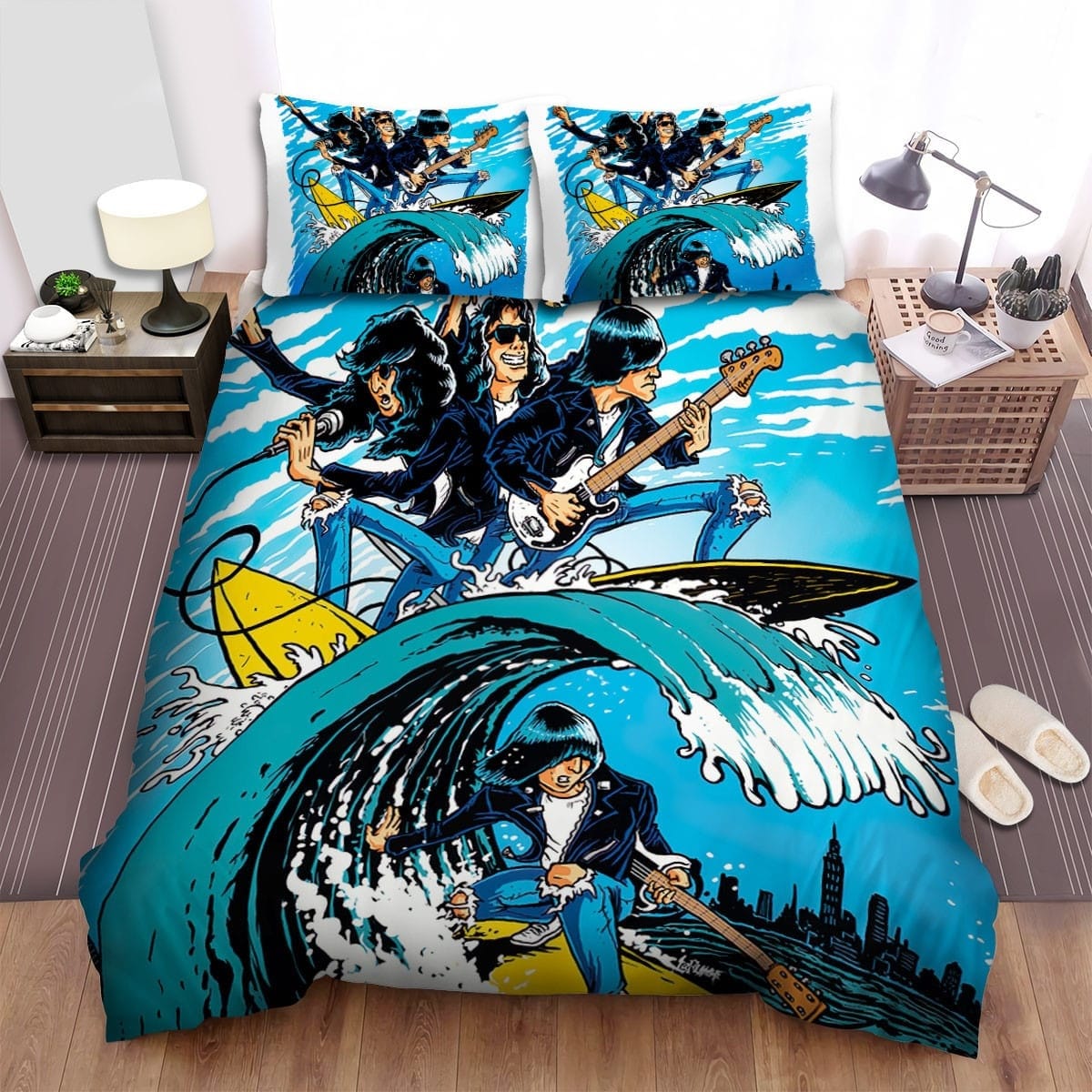 Ramones Rockaway Beach Bedding Set, Gift For Christmas, Birthday, Thanksgiving