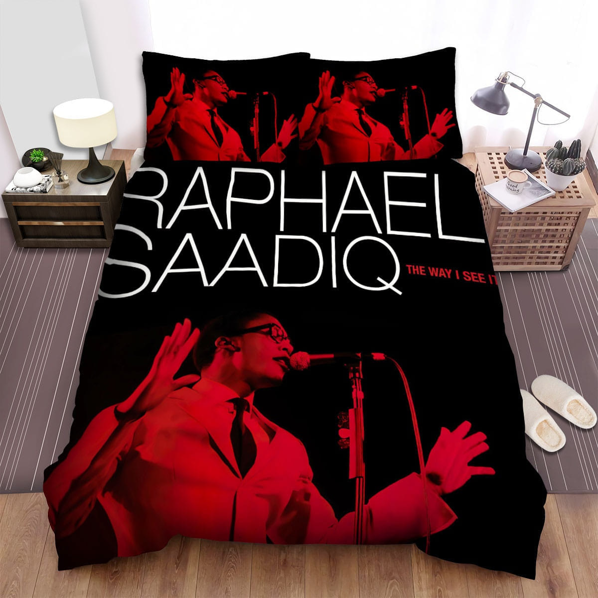 Raphael Saadiq Red Sing Bedding Sets, Flatsheet Gift For Wife, Husband, Besties