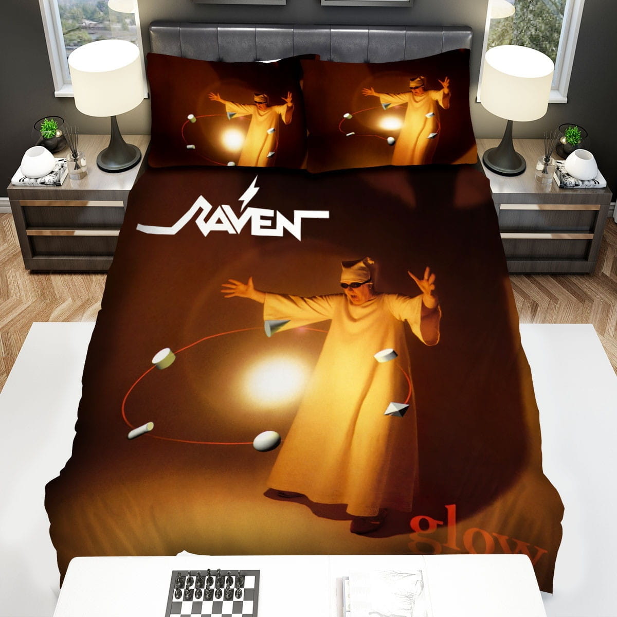 Raven Band Album Cover Glow Bedding Sets Duvet Cover, Flatsheet, Pillowcases Perfect Gift For Fans