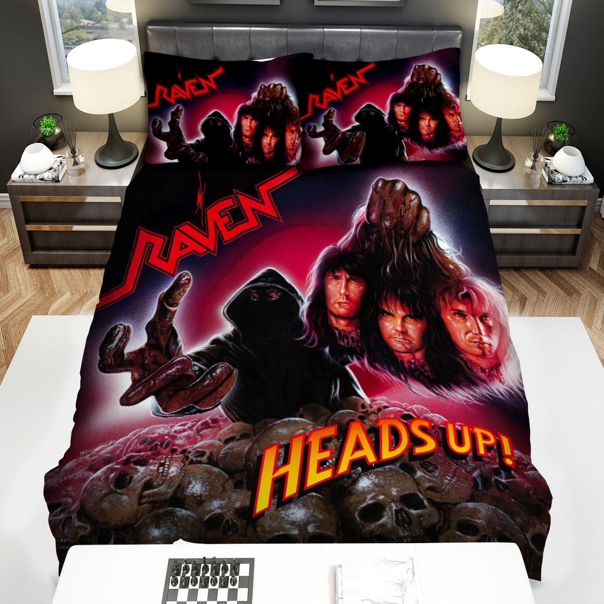 Raven Band Heads Up Decorative Bedding Sets with Duvet Cover, Flatsheet, Pillowcases