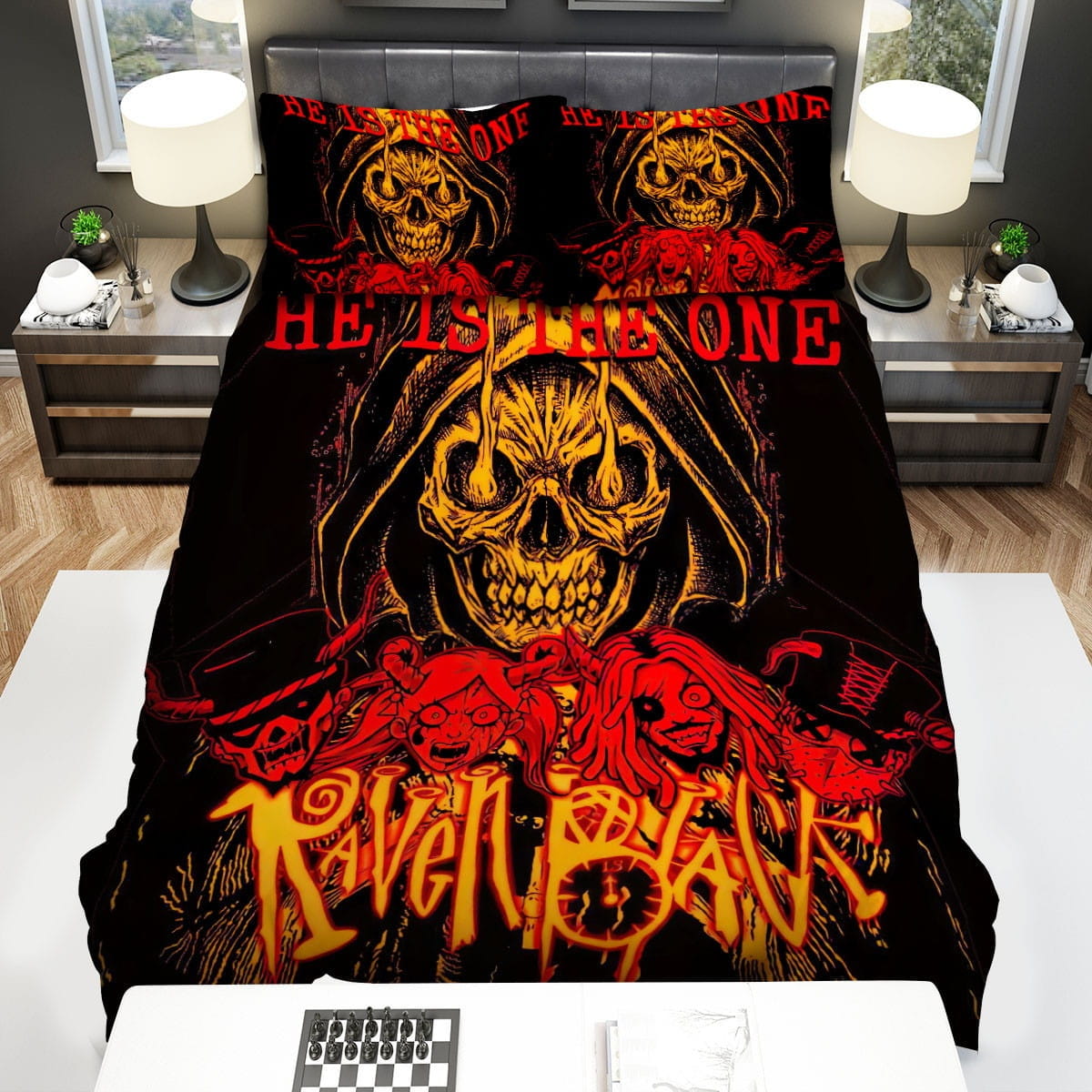 Raven Band New Single Bedding Sets, Flatsheet Gift For Christmas, Thanksgiving, Halloween