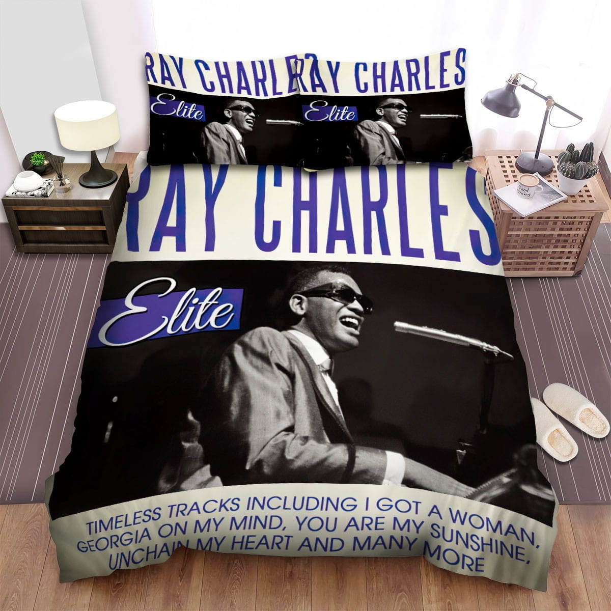 Ray Charles Elite Bedding Sets, Flatsheet Gift For Christmas, Thanksgiving, Halloween