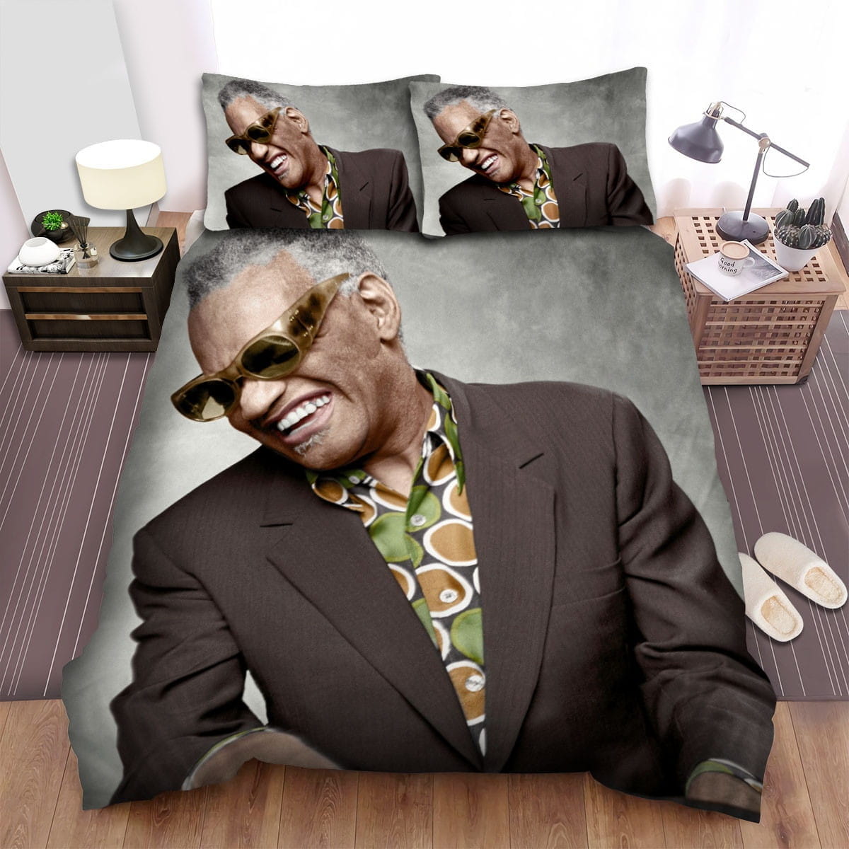 Ray Charles Portrait Bedding Sets Duvet Cover, Flatsheet, Pillowcases Perfect Gift For Fans
