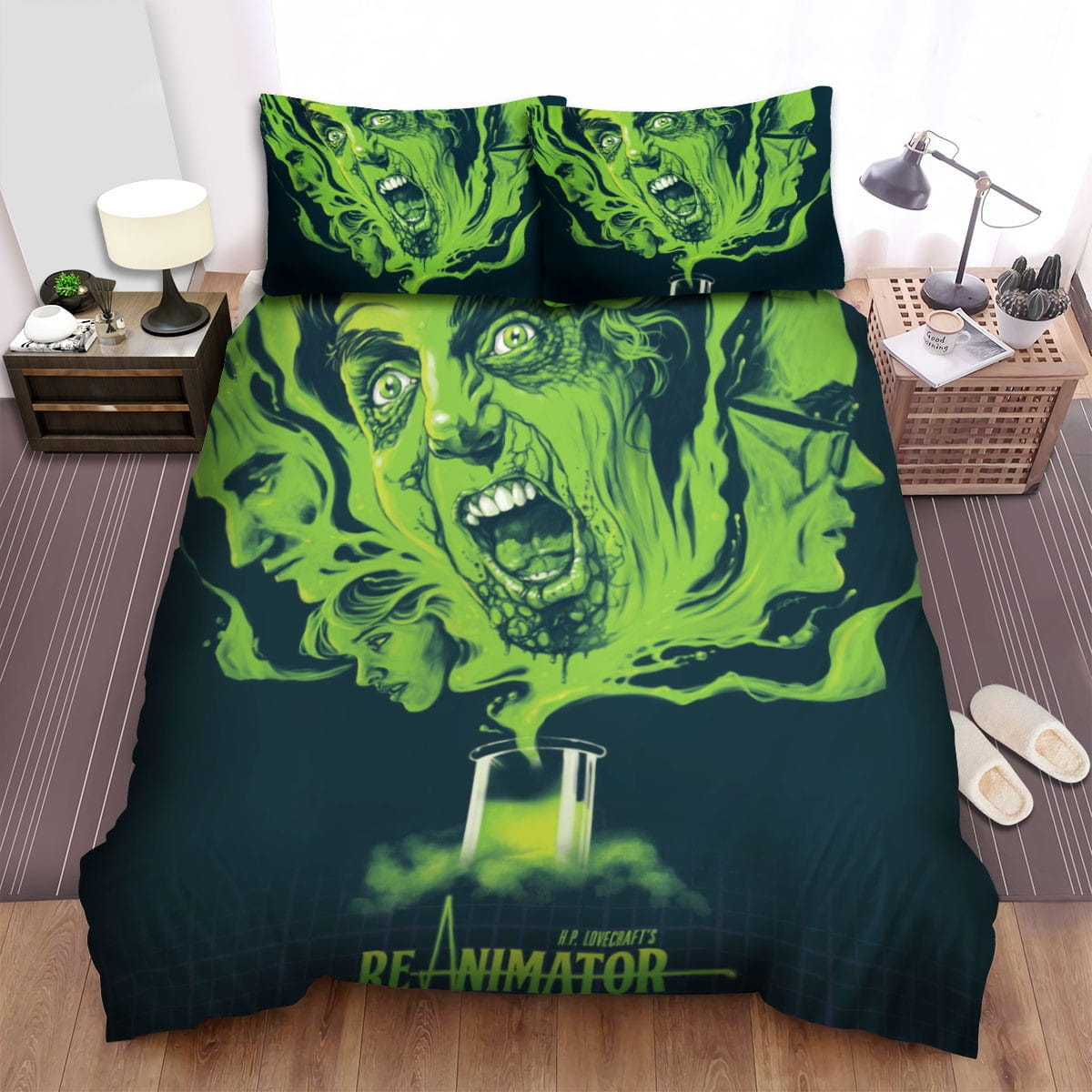 Re-Animator Blue Face Bedding Sets, Flatsheet Gift For Wife, Husband, Besties