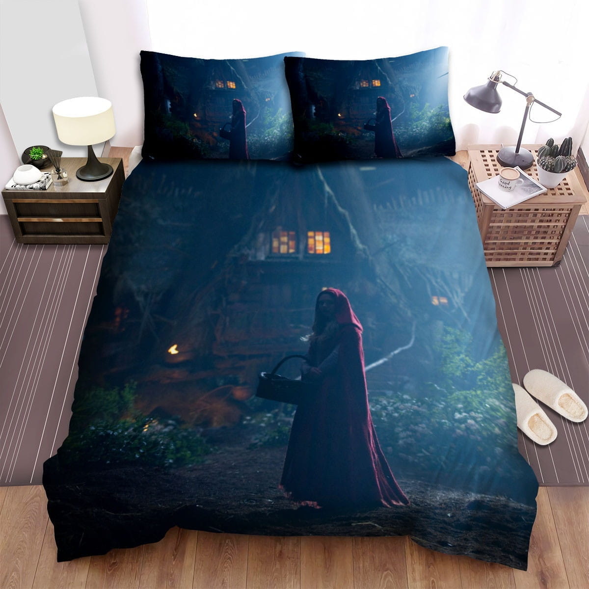 Red Riding Hood Dark Bedding Sets Duvet Cover, Flatsheet, Pillowcases Perfect Gift For Fans