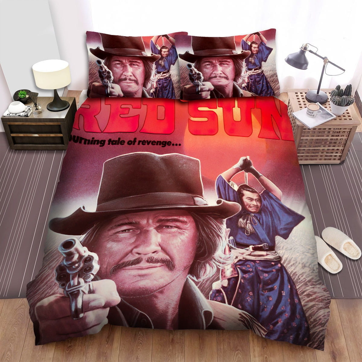 Red Sun Poster 3 Decorative Bedding Sets with Duvet Cover, Flatsheet, Pillowcases