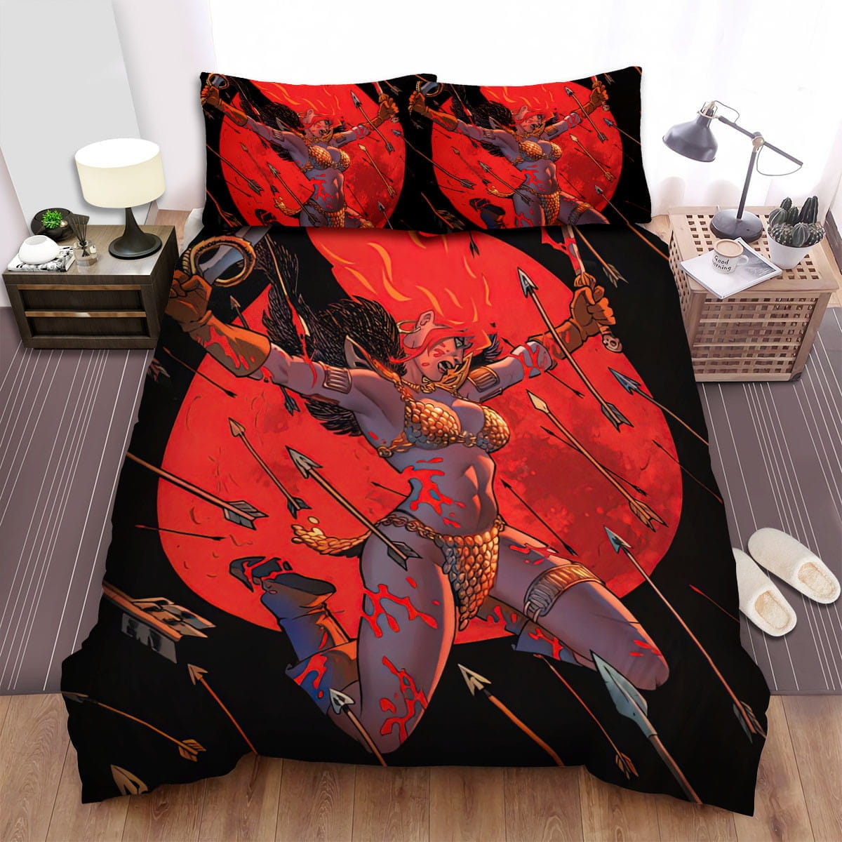 Red Sonja Movie Art 3 Bedding Sets, Flatsheet Gift For Christmas, Thanksgiving, Halloween