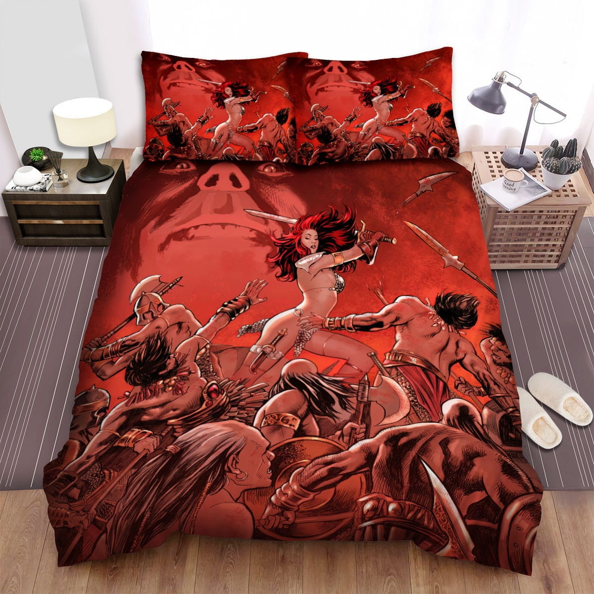 Red Sonja Red Light Art Bedding Sets Duvet Cover, Flatsheet, Pillowcases Perfect Gift For Fans