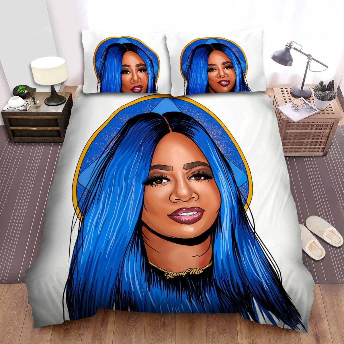 Remy Ma Blue Hair Bedding Sets Duvet Cover, Flatsheet, Pillowcases Perfect Gift For Fans