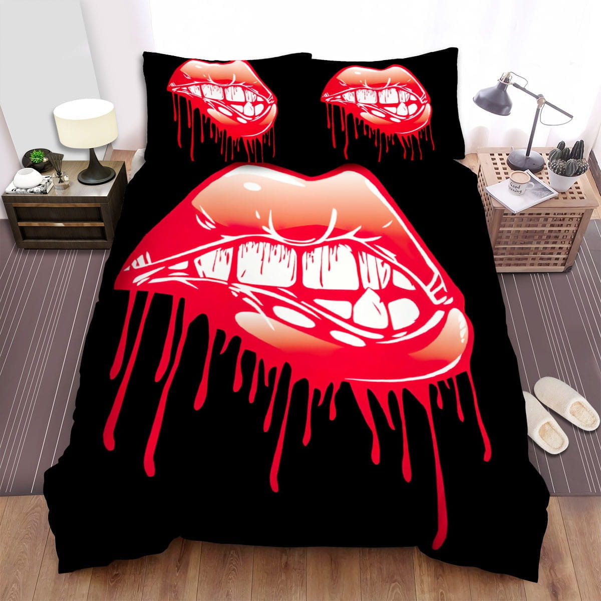 Rev Theory Lips Bedding Sets, Flatsheet Gift For Wife, Husband, Besties