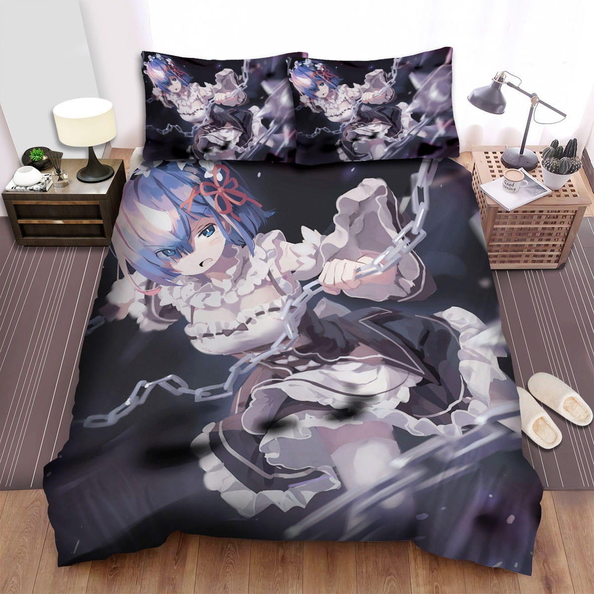 Re:Zero Rem With The Chain Bedding Sets Duvet Cover, Flatsheet, Pillowcases Perfect Gift For Fans