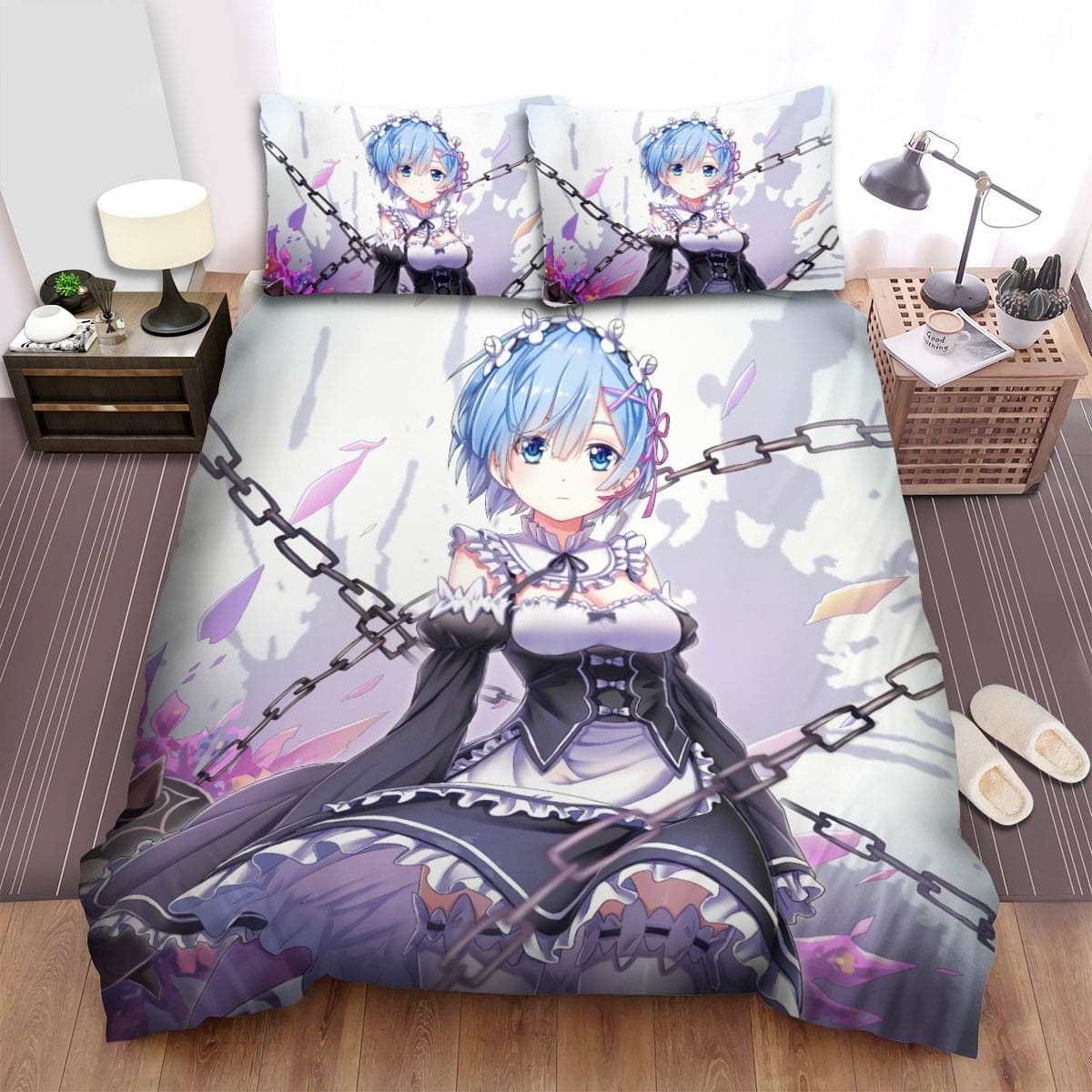 Re:Zero Rem With The Weapon Bedding Sets Duvet Cover, Flatsheet, Pillowcase For Your Lover