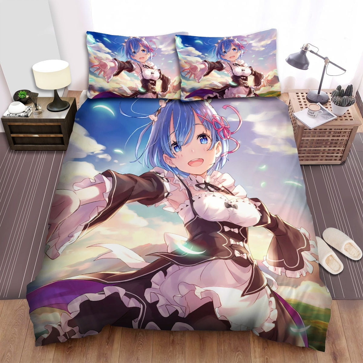 Re:Zero Rem Art Bedding Set, Gift For Christmas, Birthday, Thanksgiving