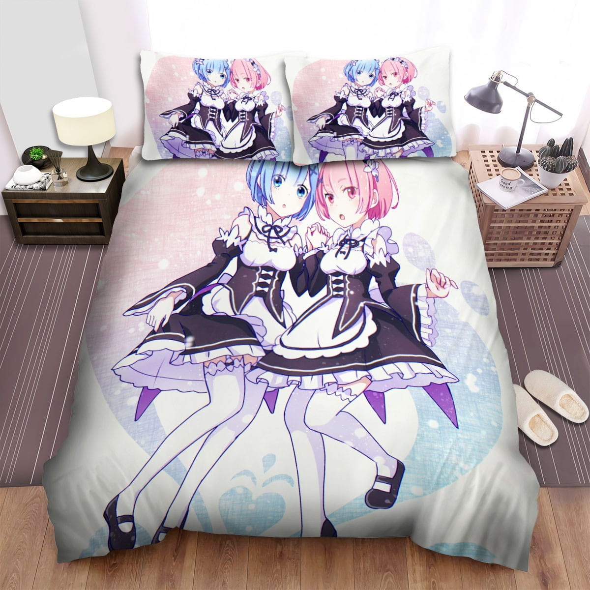 Re:Zero Rem And Ram Bedding Sets Duvet Cover, Flatsheet, Pillowcases For Every Bedroom