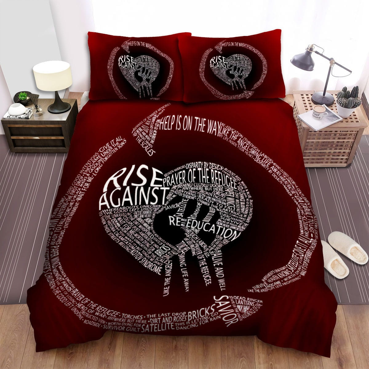 Rise Against Red Bedding Sets, Flatsheet Gift For Christmas, Thanksgiving, Halloween