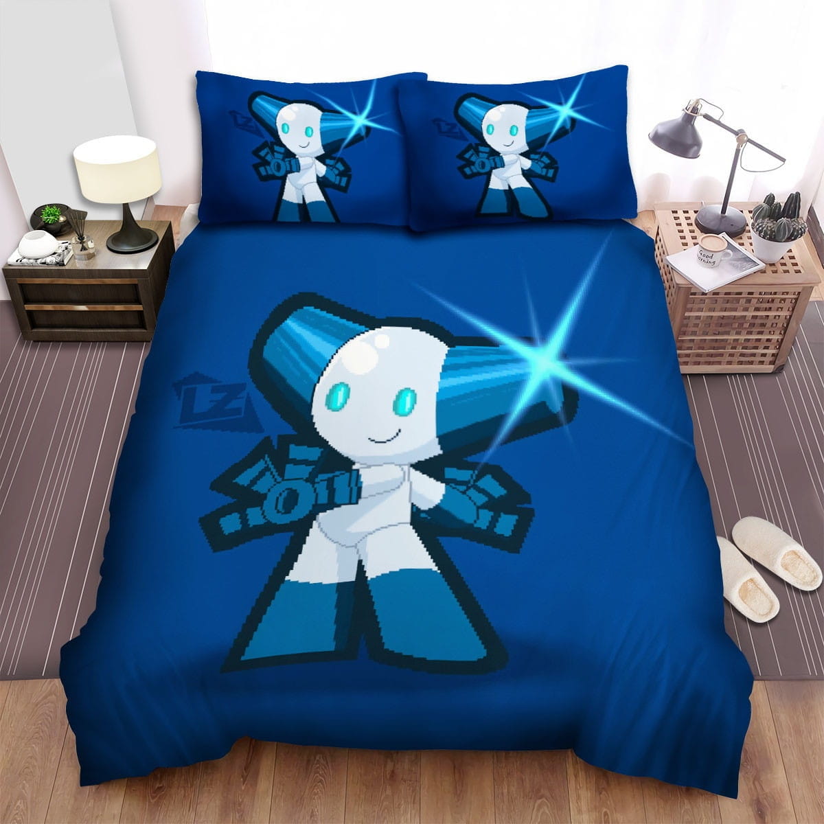 Robotboy Pixel Art Bedding Sets, Flatsheet Gift For Wife, Husband, Besties