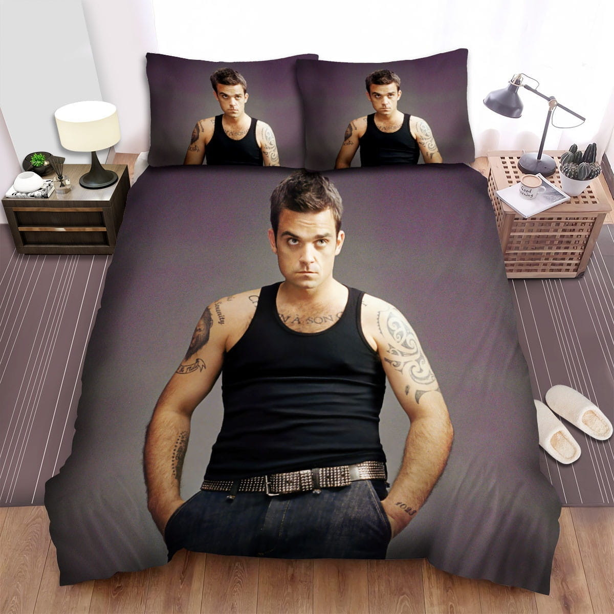 Robbie Williams Tatoo Bedding Sets, Flatsheet Gift For Wife, Husband, Besties