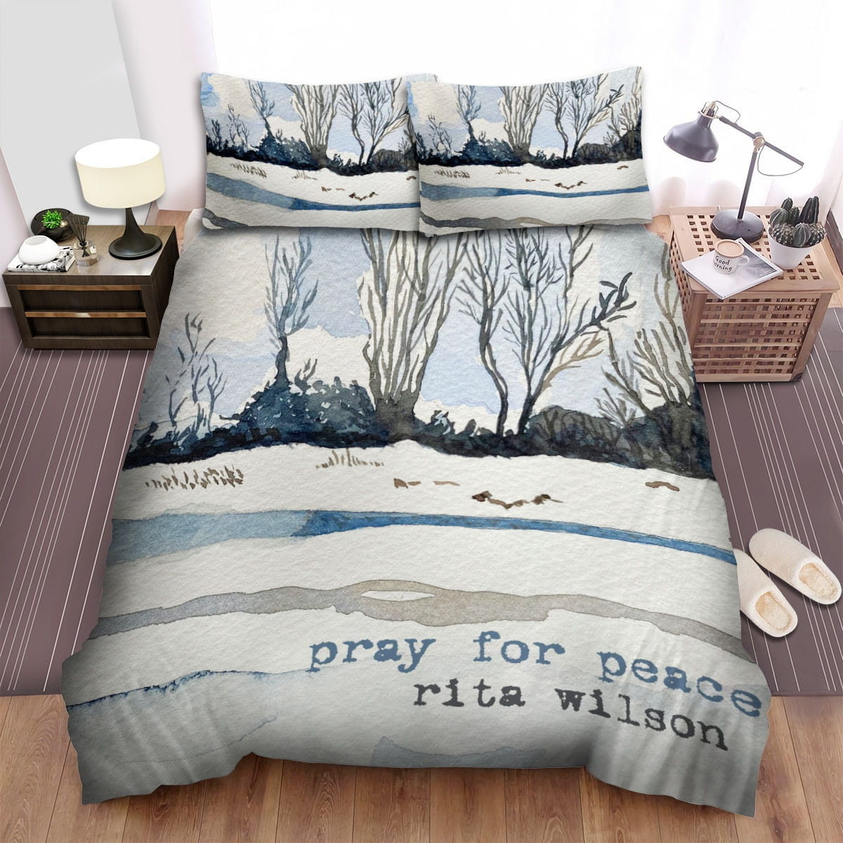 Rita Wilson Pray For Peace Bedding Set, Gift For Christmas, Birthday, Thanksgiving