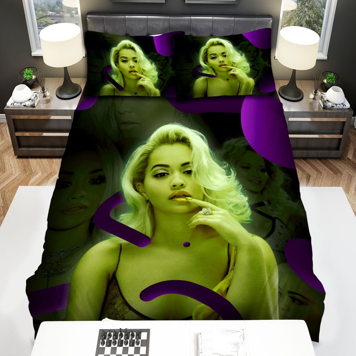 Rita Ora Green Bedding Sets, Flatsheet Gift For Christmas, Thanksgiving, Halloween