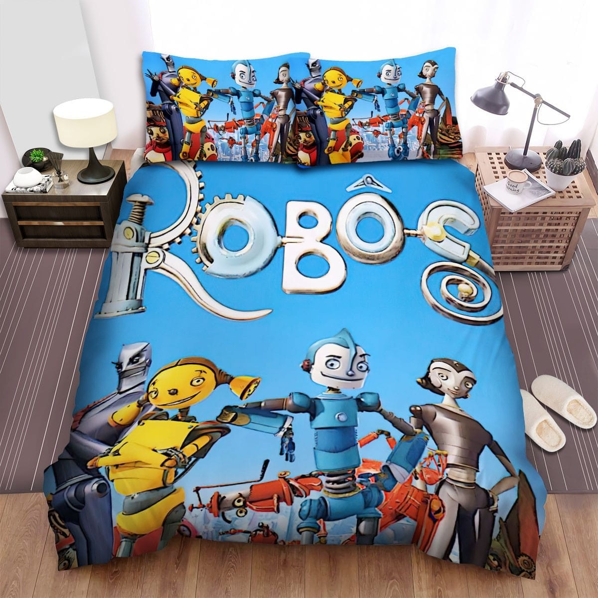 Robots City Background Bedding Sets Duvet Cover, Flatsheet, Pillowcases Perfect Gift For Fans