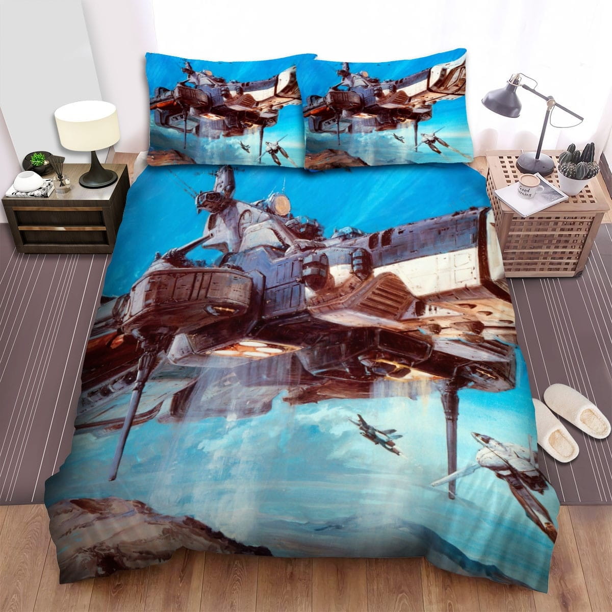 Robotech Flying Robot Anime Bedding Sets Duvet Cover, Flatsheet, Pillowcase For Your Lover
