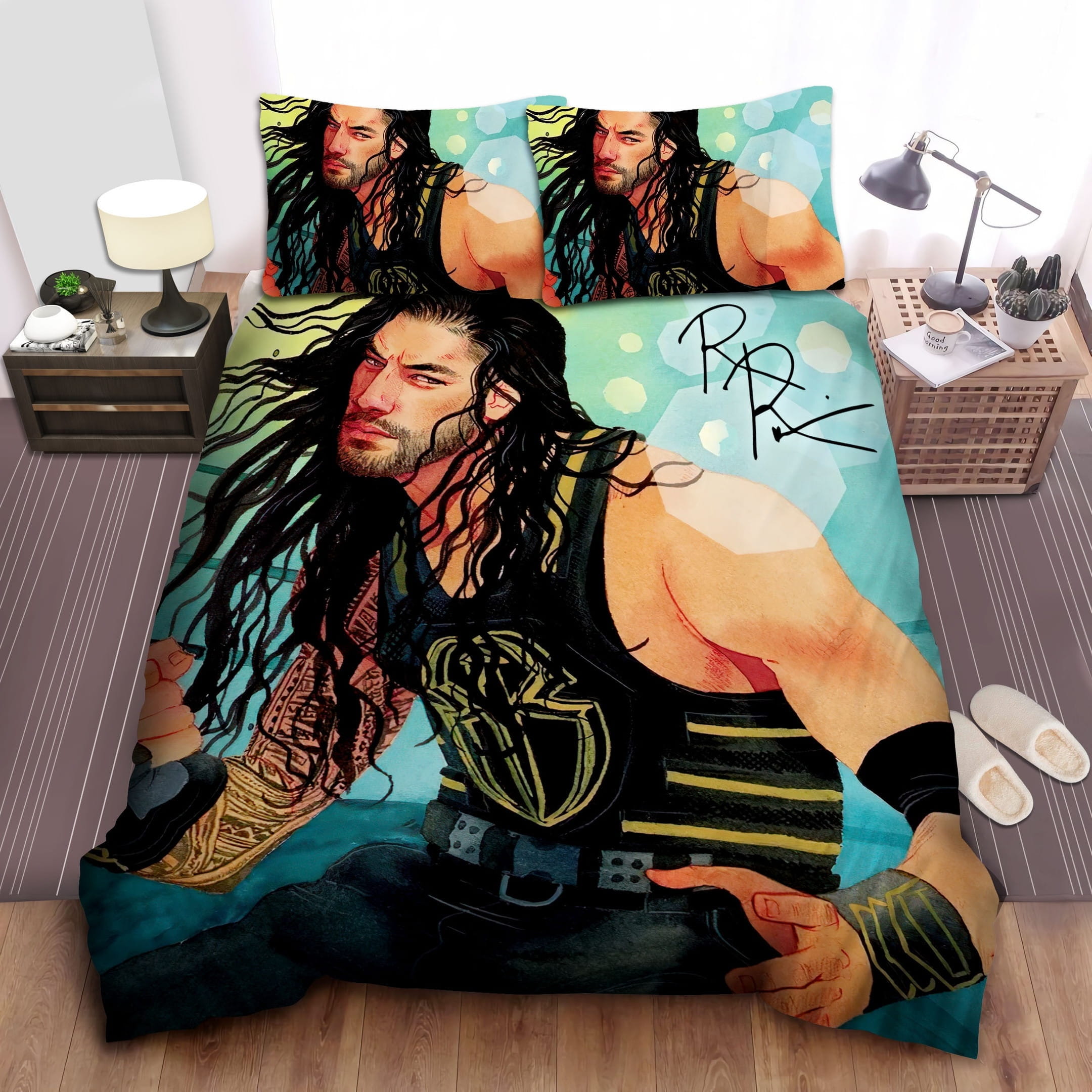 Roman Reigns Modern Art Bedding Sets Duvet Cover Flatsheet Pillowcases Perfect Gift For Fans