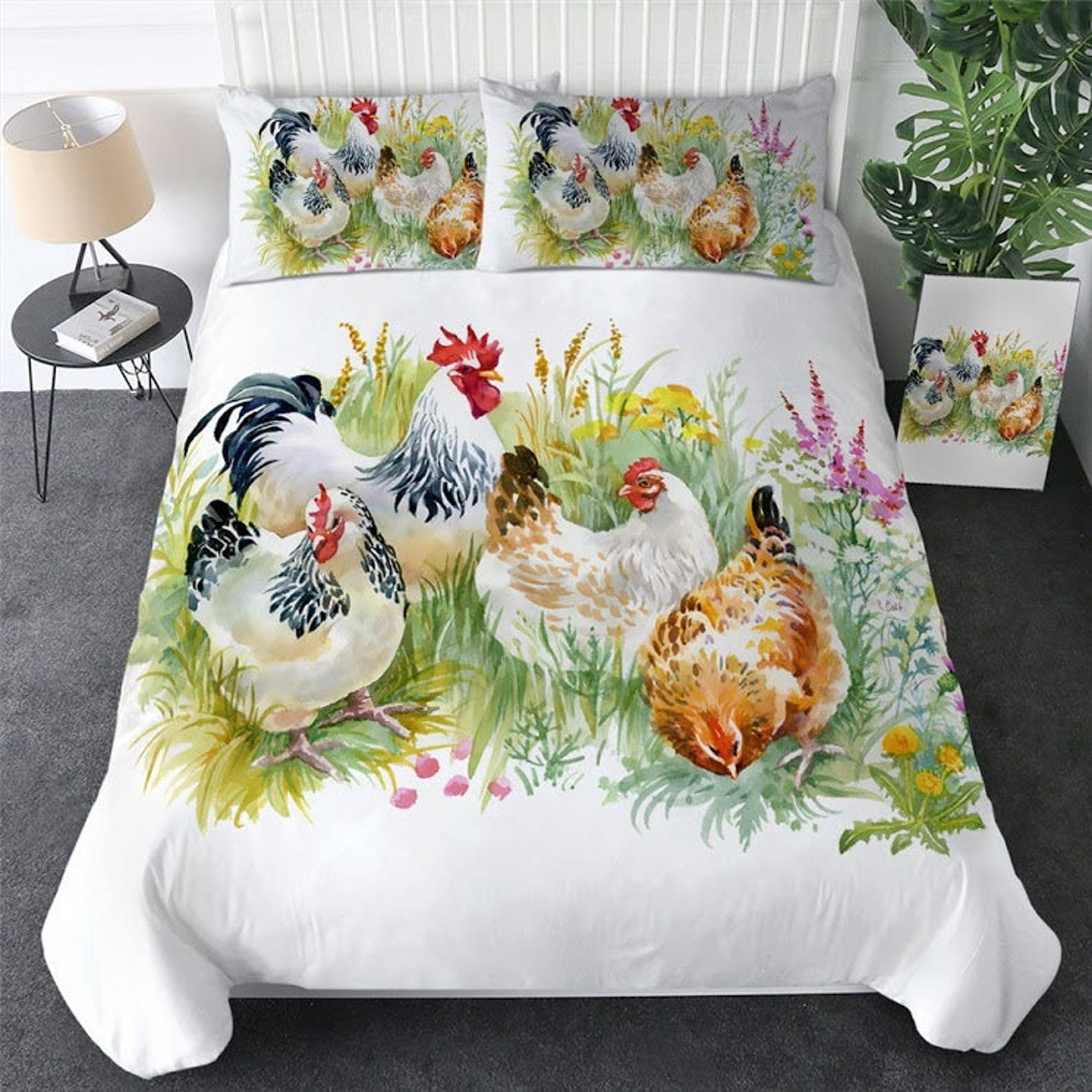 Rooster Bedding Set Duvet Cover Gift For Christmas Birthday Thanksgiving